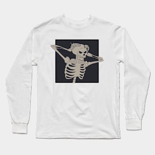 funny cartoon screaming skeleton Long Sleeve T-Shirt